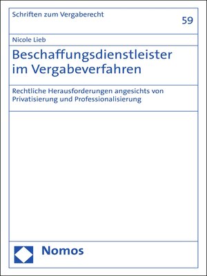 cover image of Beschaffungsdienstleister im Vergabeverfahren